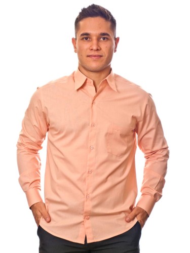 Camisa social salmão masculina de algodão