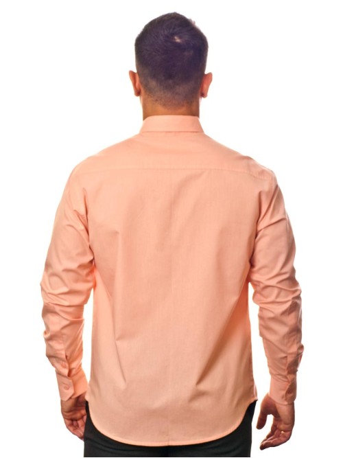 Camisa social salmão masculina de algodão