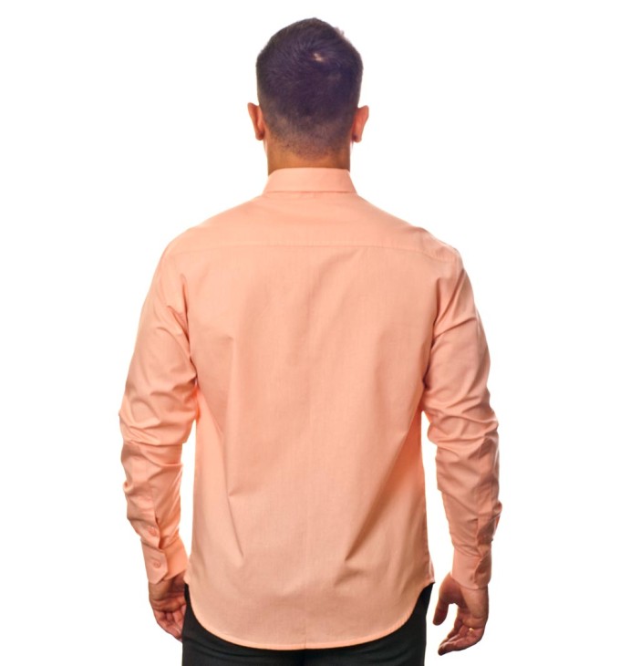 Camisa social salmão masculina de algodão Camisa social salmão masculina de algodão