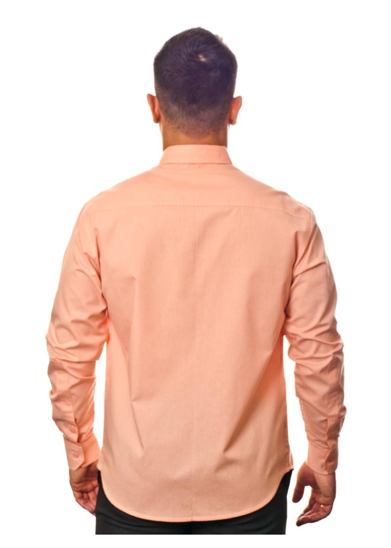 Camisa social salmão masculina de algodão