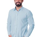 Camisa social azul claro de algodão masculina