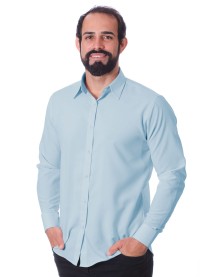 Camisa social azul claro de algodão masculina