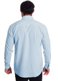 Camisa social azul claro de algodão masculina