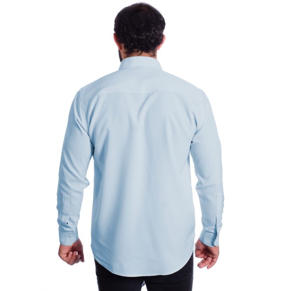 Camisa social azul claro de algodão masculina