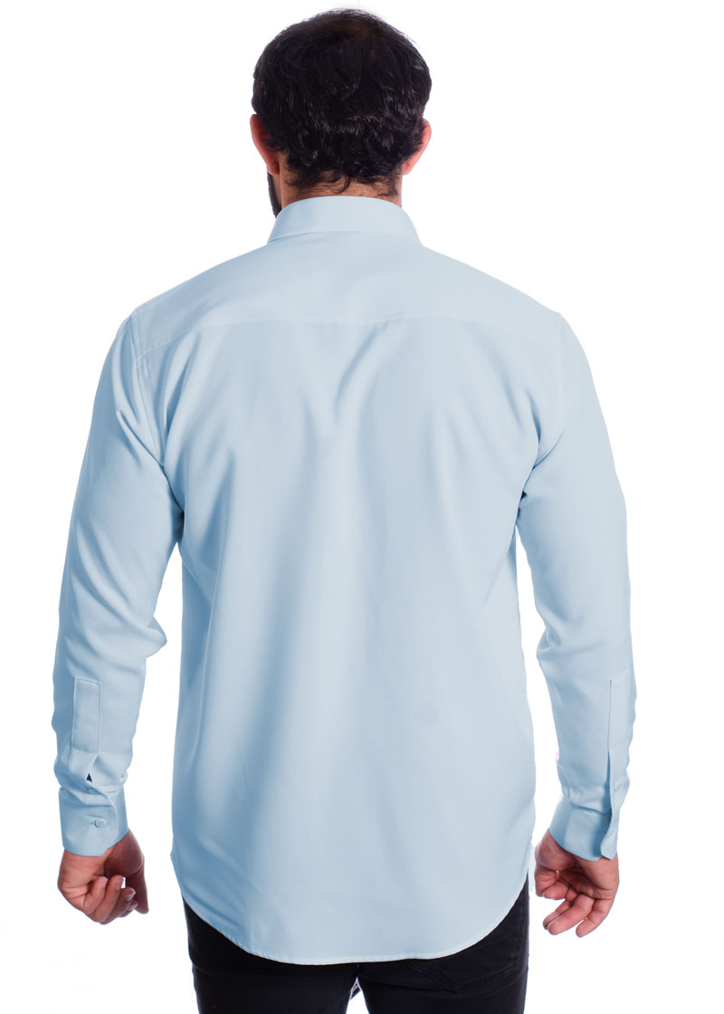 Camisa social azul claro de algodão masculina