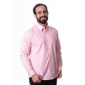 Camisa social rosa masculina manga longa de algodão