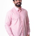 Camisa social rosa masculina manga longa de algodão