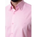 Camisa social rosa masculina manga longa de algodão