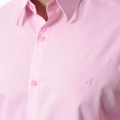 Camisa social rosa masculina manga longa de algodão