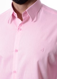 Camisa social rosa masculina manga longa de algodão