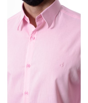 Camisa social rosa masculina manga longa de algodão