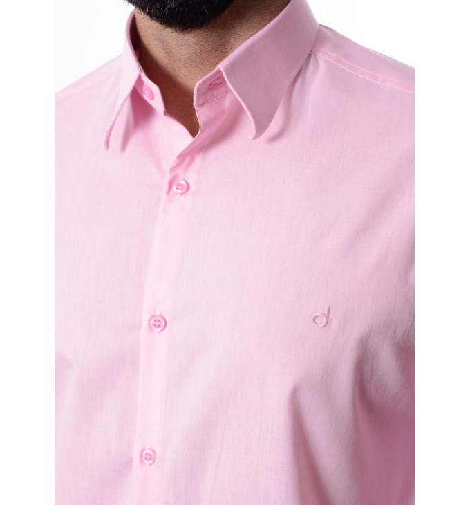 Camisa social rosa masculina manga longa de algodão Camisa social rosa masculina manga longa de algodão