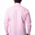 Camisa social rosa masculina manga longa de algodão