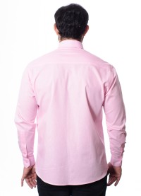 Camisa social rosa masculina manga longa de algodão