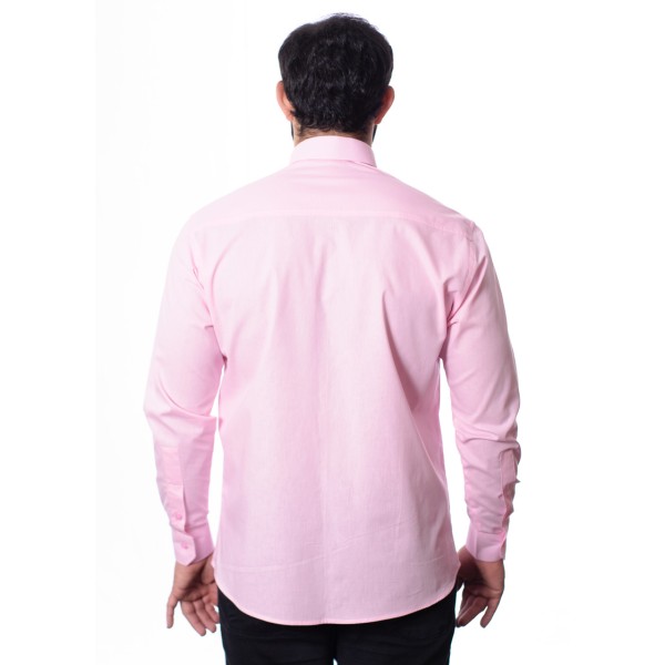 Camisa social rosa masculina manga longa de algodão