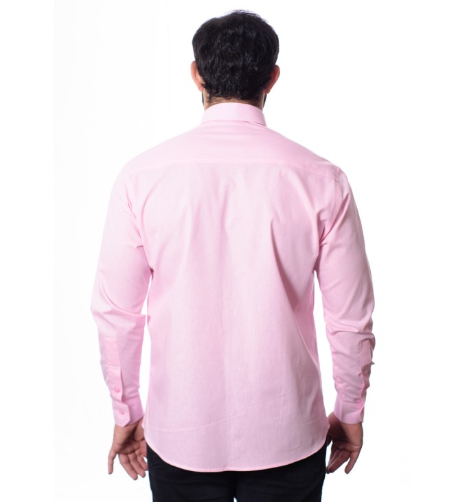 Camisa social rosa masculina manga longa de algodão Camisa social rosa masculina manga longa de algodão