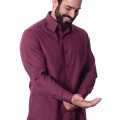 Camisa social bordô masculina manga longa de algodão