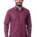 Camisa social bordô masculina manga longa de algodão
