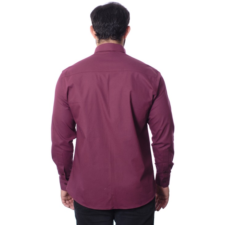 Camisa social bordô masculina manga longa de algodão