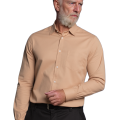 Camisa social bege masculina de algodão