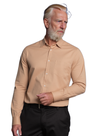 Camisa social bege masculina de algodão