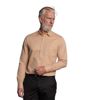 Camisa social bege masculina de algodão