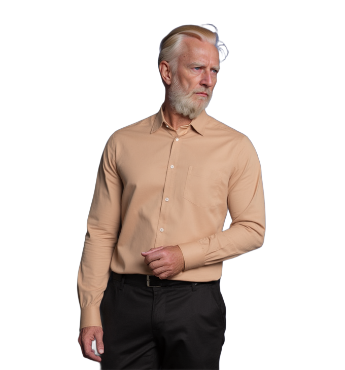 Camisa social bege masculina de algodão Camisa social bege masculina de algodão