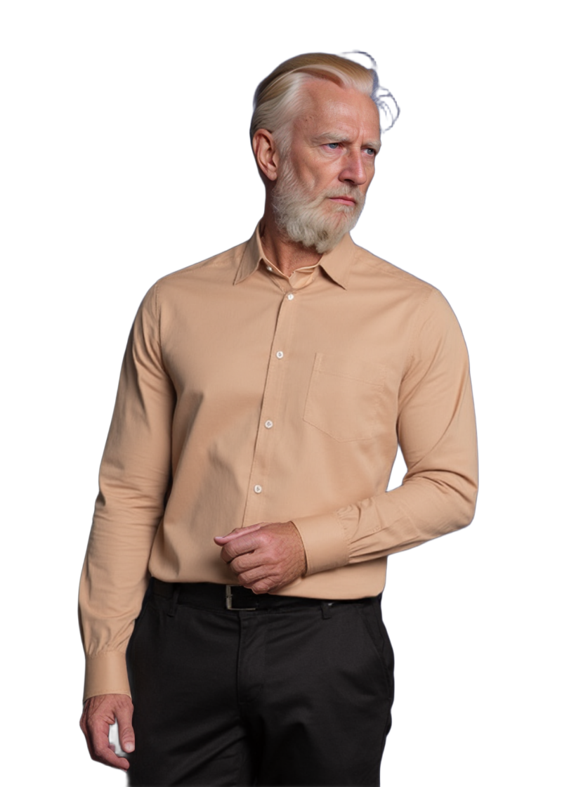 Camisa social bege masculina de algodão
