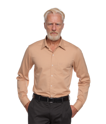 Camisa social bege masculina de algodão