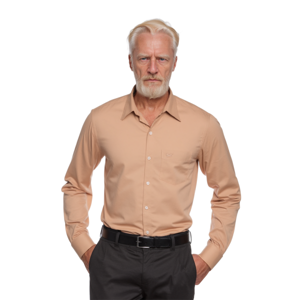 Camisa social bege masculina de algodão