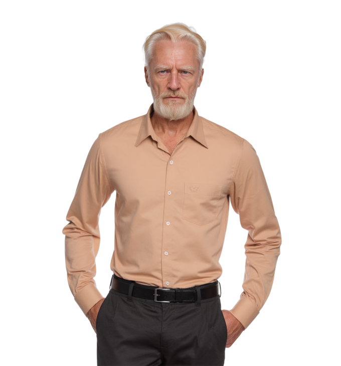 Camisa social bege masculina de algodão Camisa social bege masculina de algodão