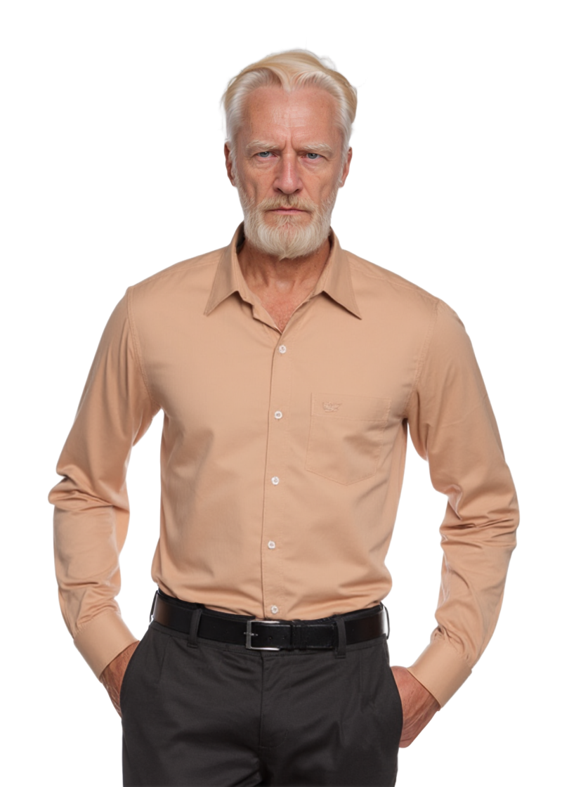 Camisa social bege masculina de algodão