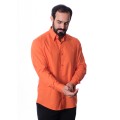 Camisa social laranja masculina de algodão