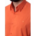 Camisa social laranja masculina de algodão