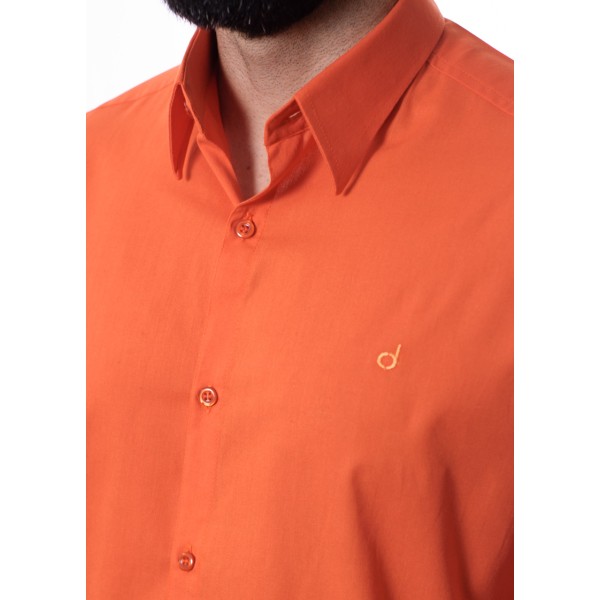 Camisa social laranja masculina de algodão