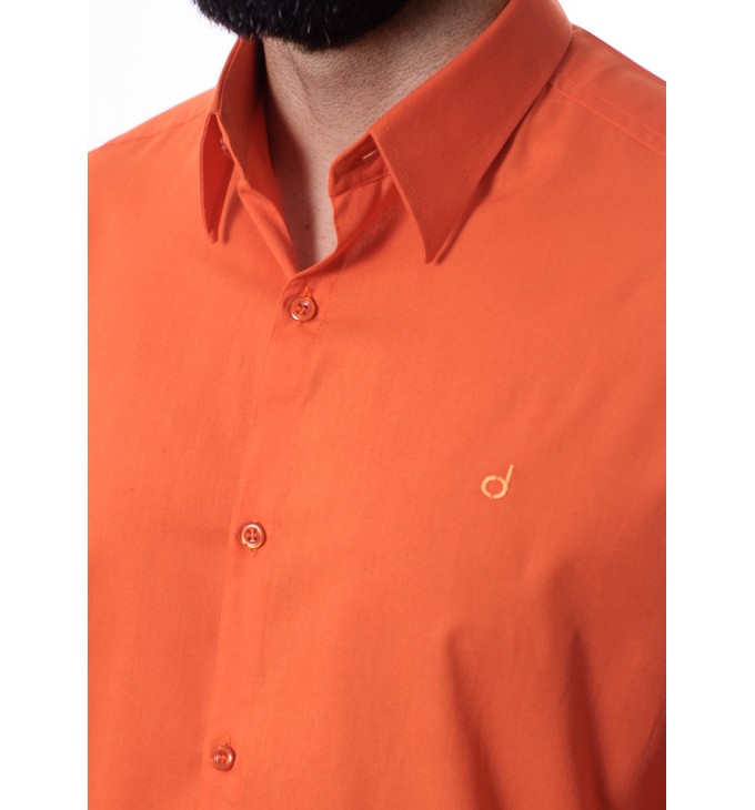 Camisa social laranja masculina de algodão Camisa social laranja masculina de algodão