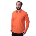 Camisa social laranja masculina de algodão