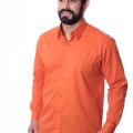 Camisa social laranja masculina de algodão