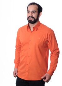 Camisa social laranja masculina de algodão
