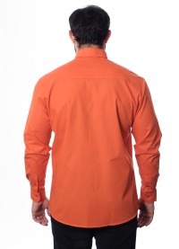 Camisa social laranja masculina de algodão