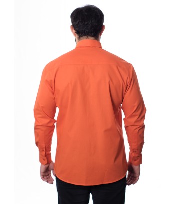 Camisa social laranja masculina de algodão