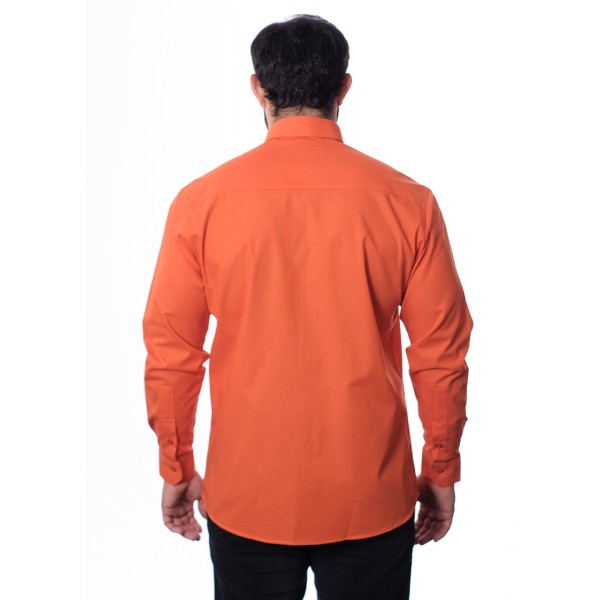 Camisa social laranja masculina de algodão