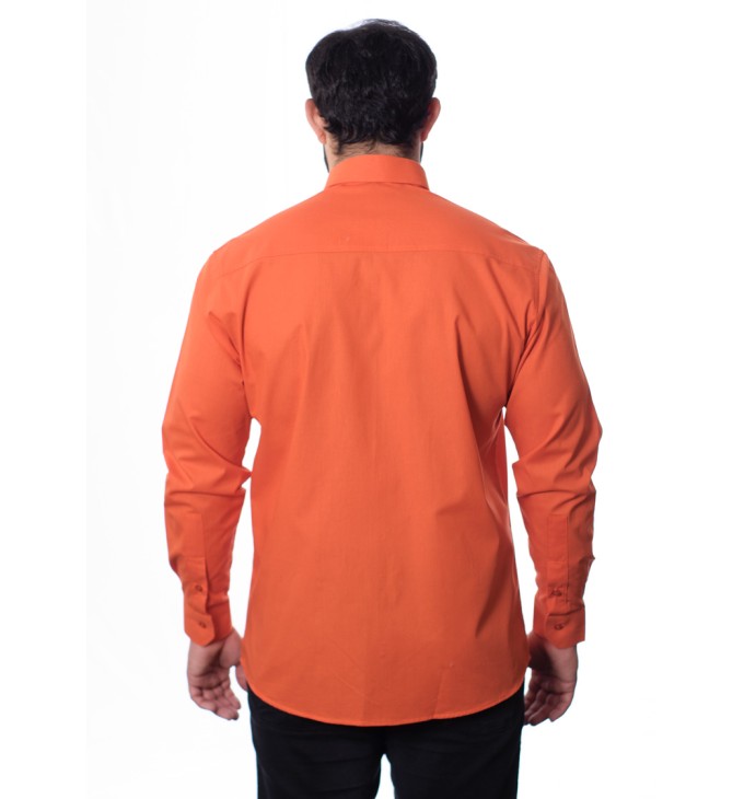 Camisa social laranja masculina de algodão Camisa social laranja masculina de algodão