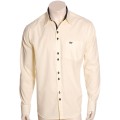 Camisa masculina manga longa amarela detalhe preto de algodão Camisa masculina manga longa amarela detalhe preto de algodão