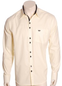 Camisa masculina manga longa amarela detalhe preto de algodão
