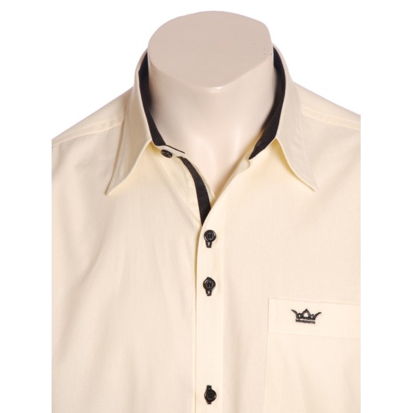 Camisa masculina manga longa amarela detalhe preto de algodão