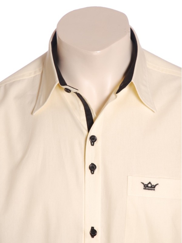 Camisa masculina manga longa amarela detalhe preto de algodão Camisa masculina manga longa amarela detalhe preto de algodão