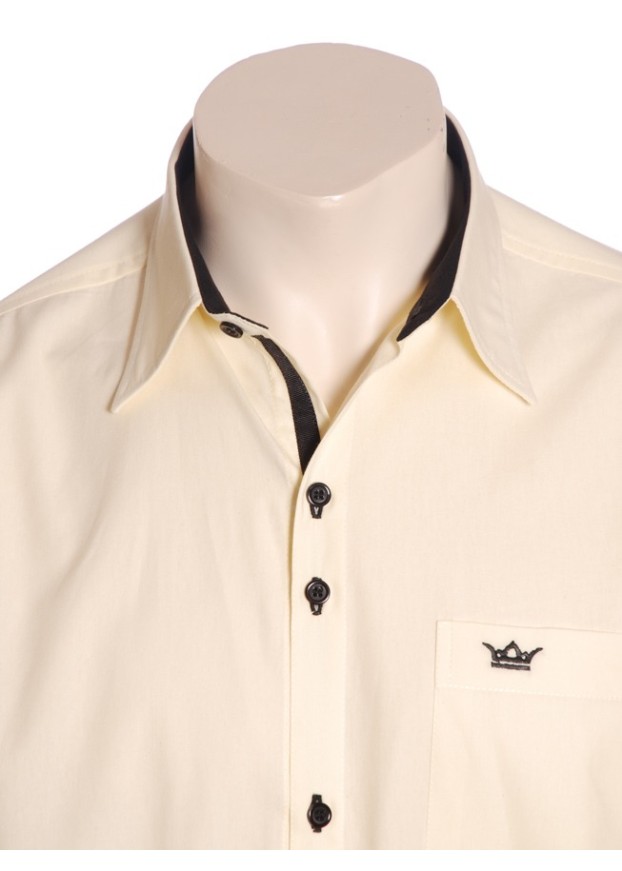 Camisa masculina manga longa amarela detalhe preto de algodão