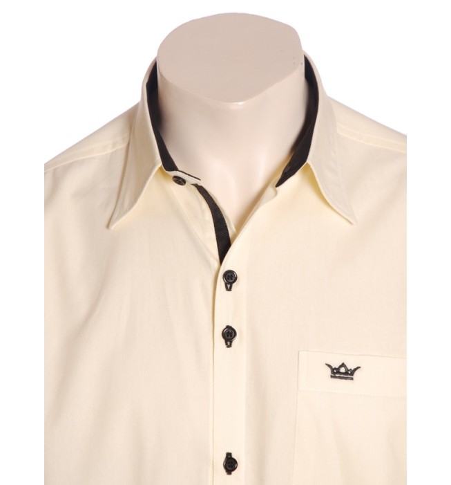 Camisa masculina manga longa amarela detalhe preto de algodão