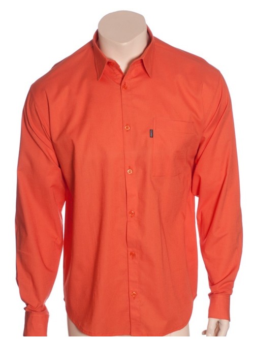 Camisa social cenoura masculina manga longa de algodão